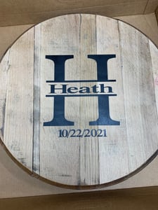 Personalized Bourbon Barrel Head Wedding Guest Book: Monogrammed Rustic Decor
