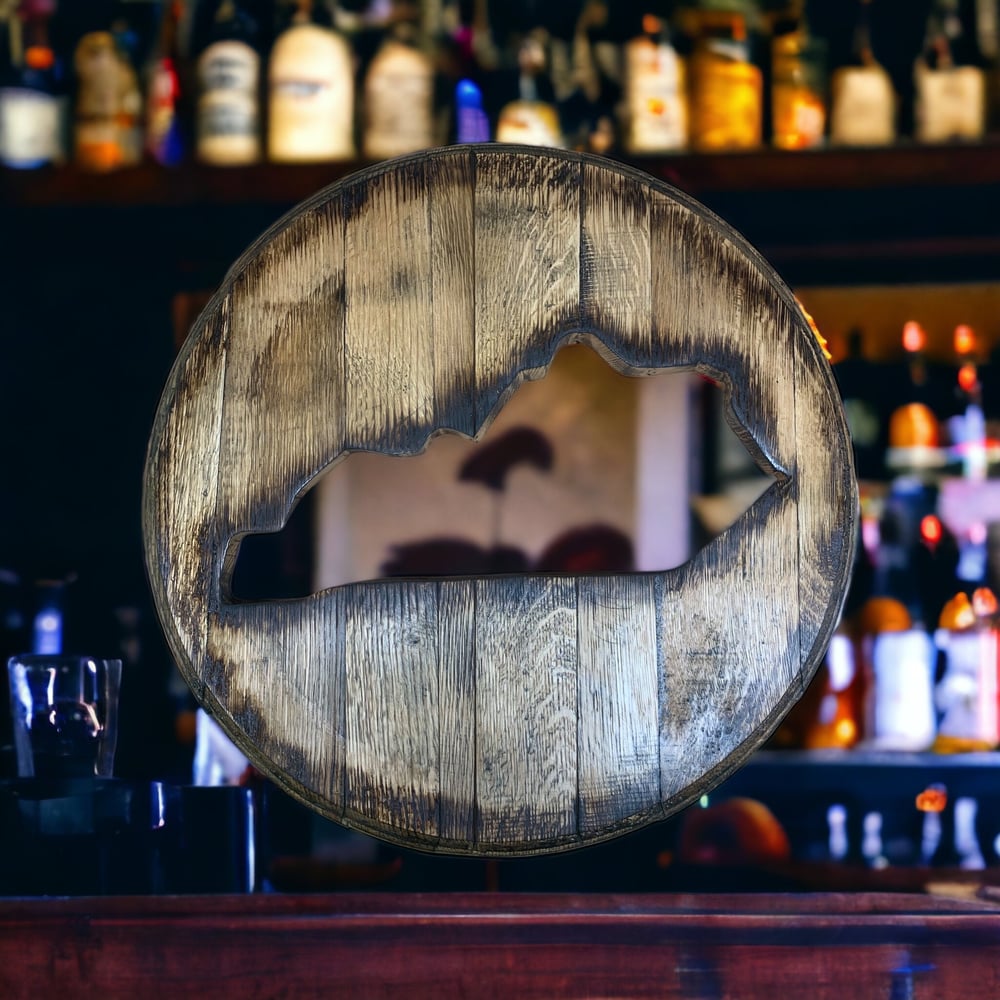 Kentucky Bourbon Barrel Head: Rustic Man Cave Bar Decor
