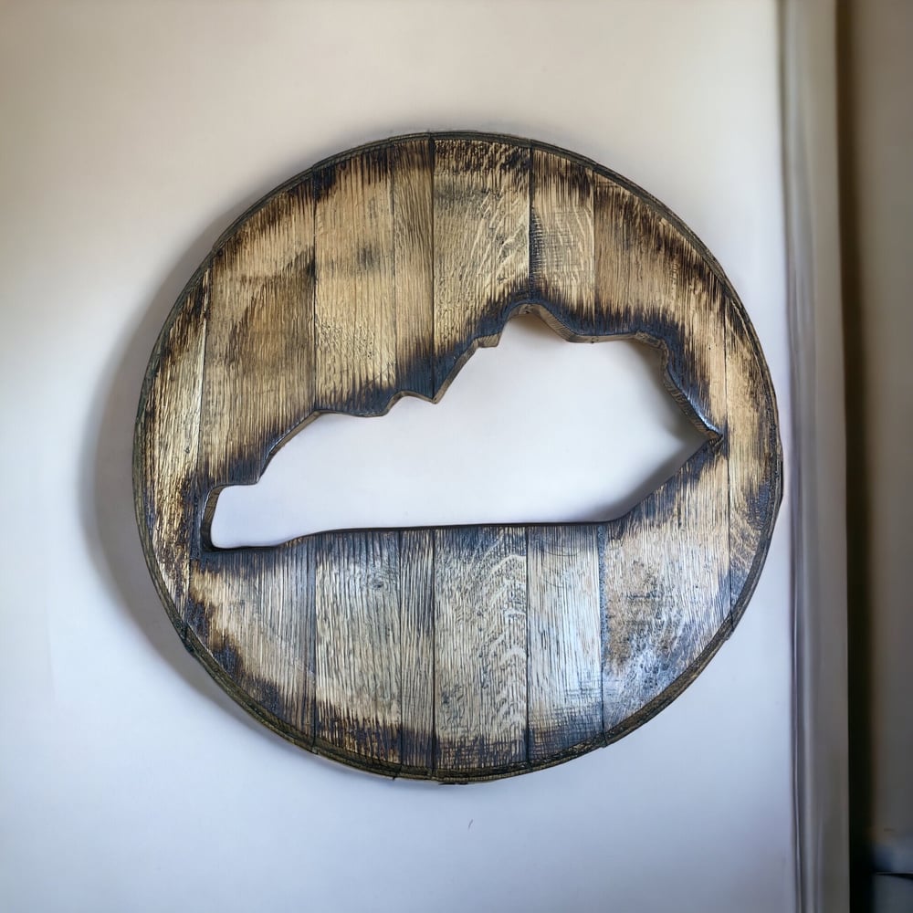 Kentucky Bourbon Barrel Head: Rustic Man Cave Bar Decor