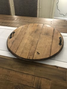 Personalized Bourbon Barrel Head Serving Tray: Rustic Charcuterie Centerpiece