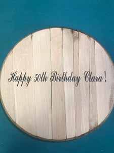 Personalized Bourbon Barrel Head: Rustic  Birthday Sign