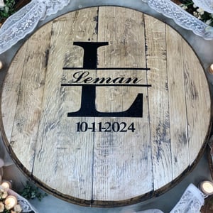 Personalized Bourbon Barrel Head Wedding Guest Book