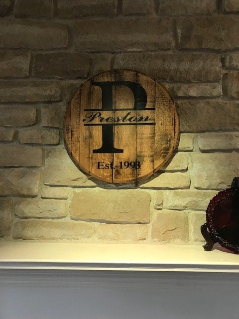 Personalized Bourbon Barrel Head Wedding Guest Book-8e6040ac