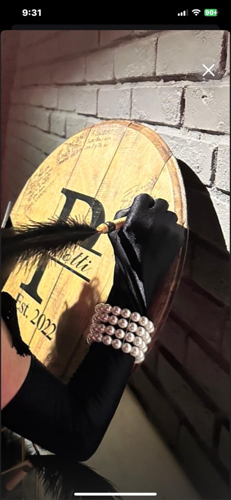 Personalized Bourbon Barrel Head Guest Book: Rustic Wedding Decor-e2d2b60d