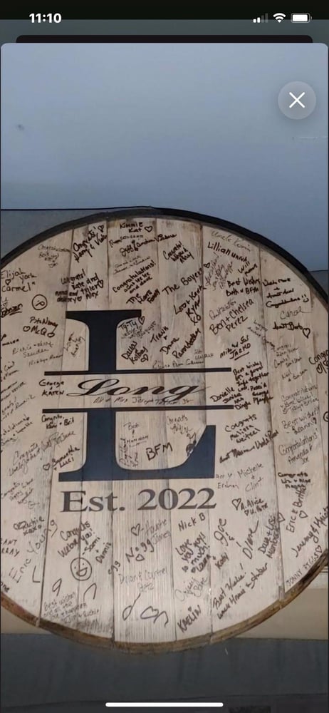 Personalized Bourbon Barrel Head: Rustic Wedding Guest Book-9010233e