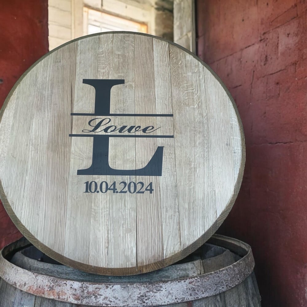 Personalized Bourbon Barrel Head Wedding Guest Book-8e6040ac