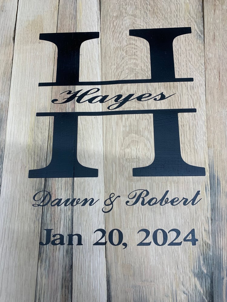 Personalized Bourbon Barrel Head Guest Book: Rustic Wedding Decor-1071c805