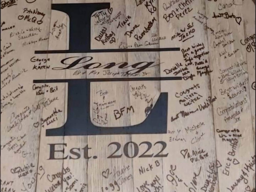 Personalized Bourbon Barrel Head: Rustic Wedding Guest Book-9010233e