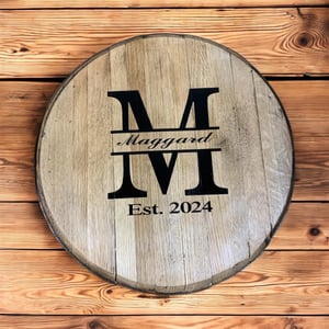 Personalized Bourbon Barrel Head Guest Book: Rustic Wedding Decor-1071c805