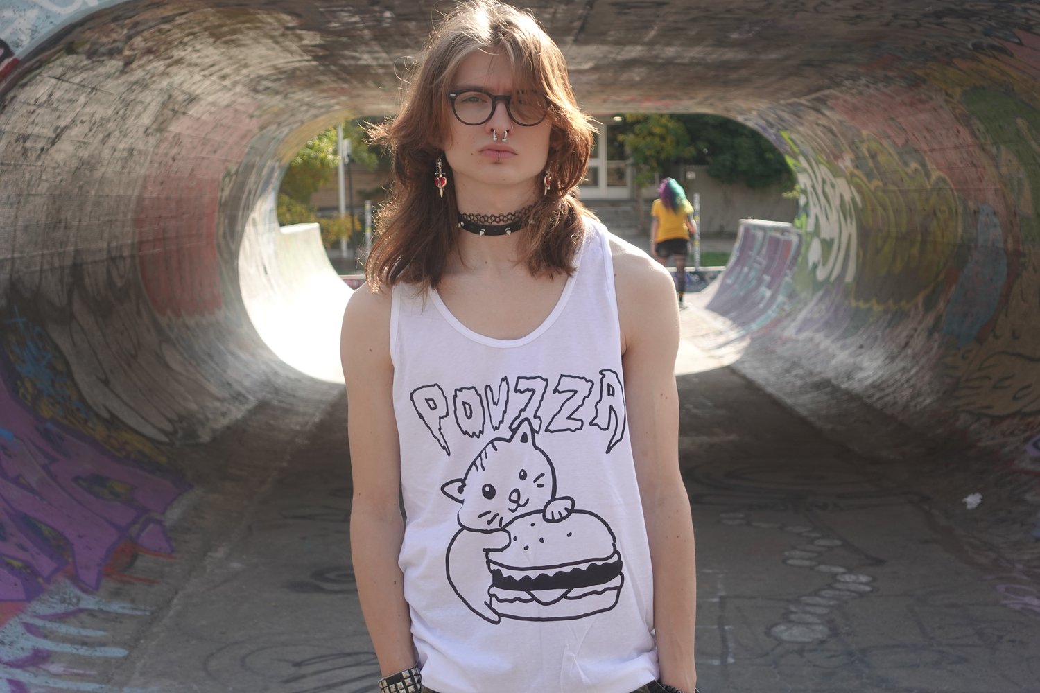 Image of T-shirt / Camisole Pouzza - Chat Burger