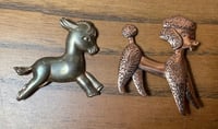 Vintage Cute MCM Poodle and Donkey Pins