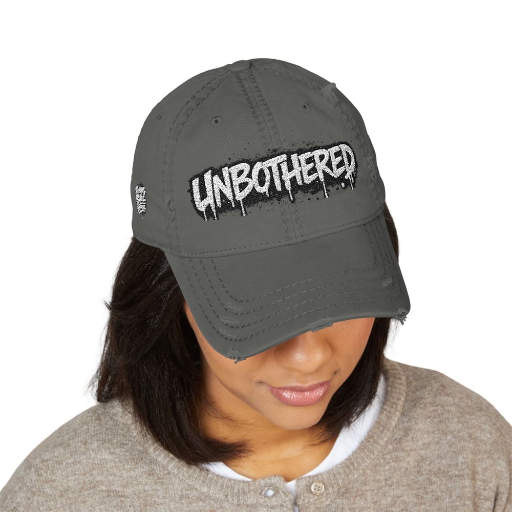 Image of Unbothered Distressed Dad Hat — Embroidered Casual Cap