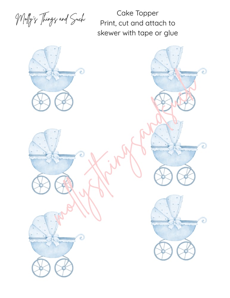 Image of Baby Carriage Cupcake Toppers
