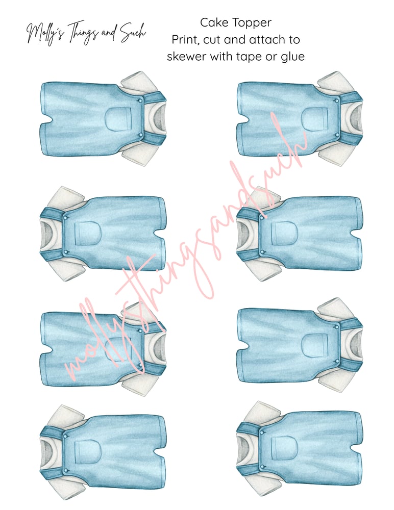 Image of Little Girl/Boy Dress or Overalls Cupcake Topper