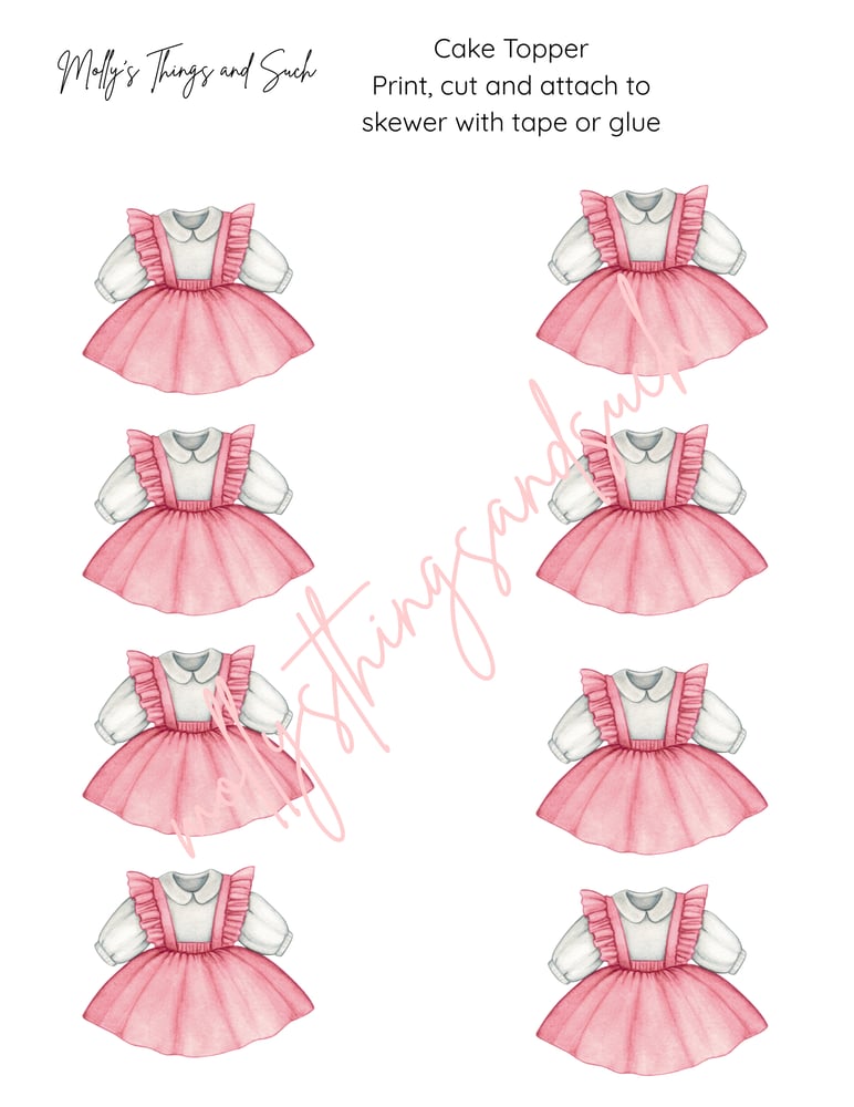 Image of Little Girl/Boy Dress or Overalls Cupcake Topper