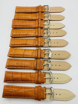 Image of LOTS OF 5 & 10 X CROC LEATHER GENTS WATCH STRAPS,18mm/20mm,BLACK,BROWN,ORANGE,TOP QUALITY,NEW.