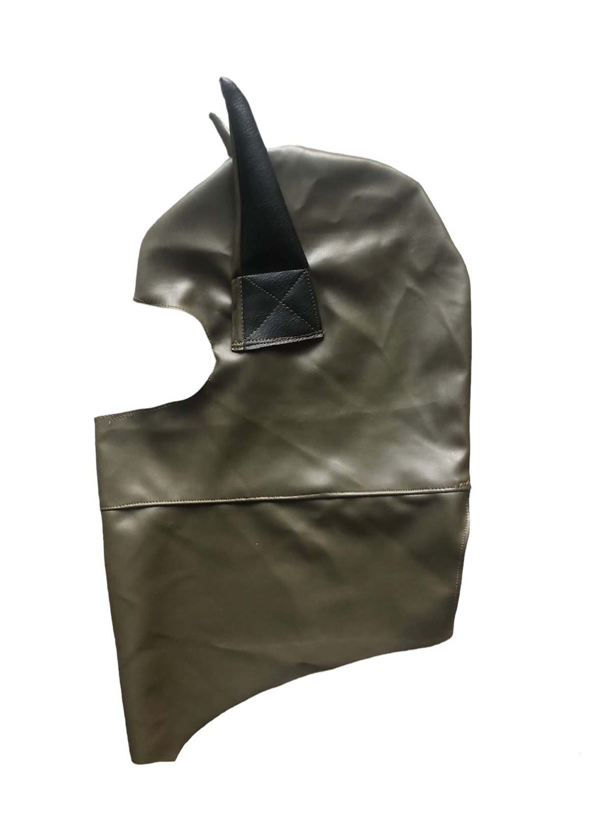 Image of Nwn- BatBalaclava 蝙蝠-in stretchy Olive Leatherette 