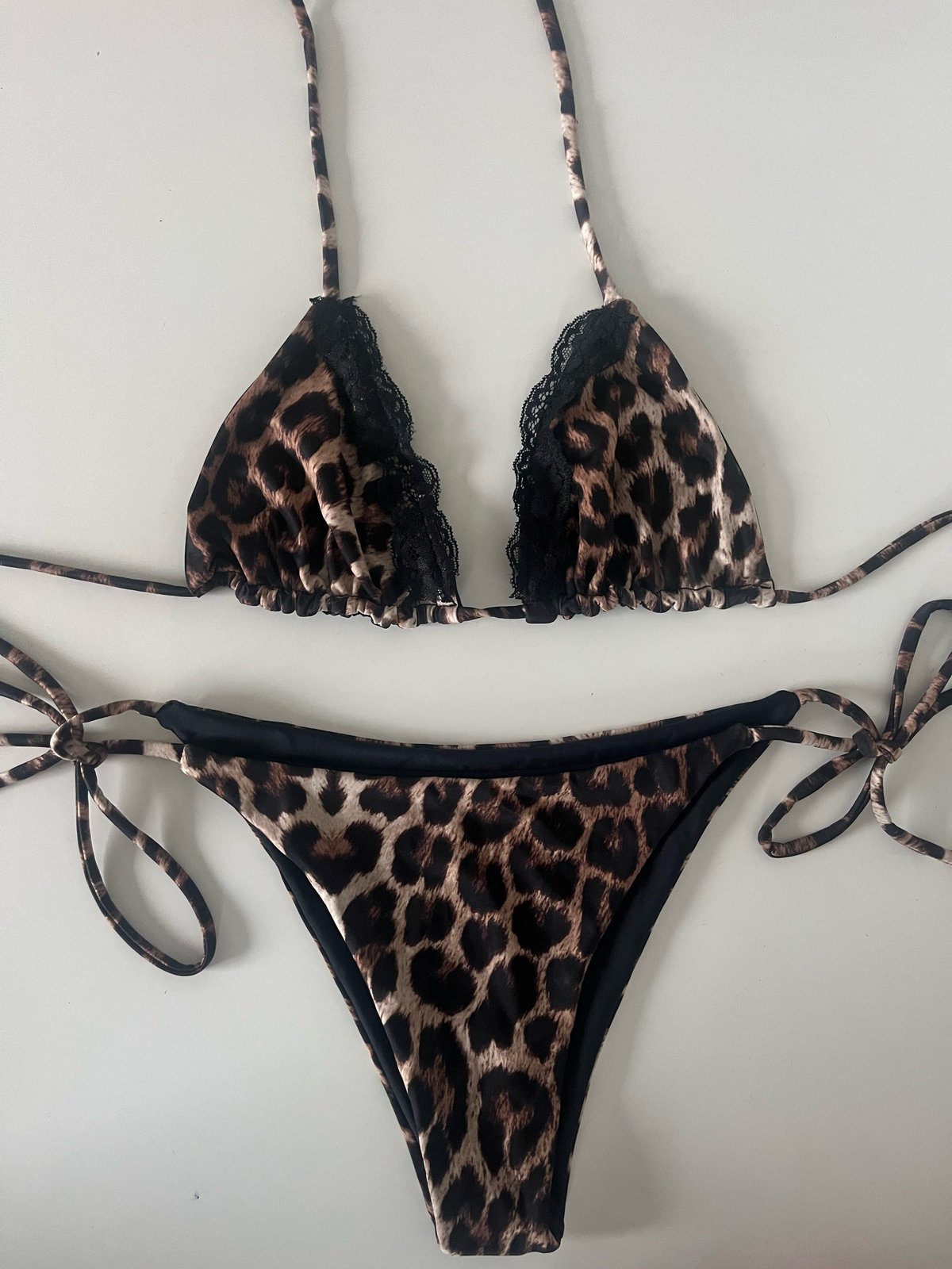 Image of Leopard lace bikini set 