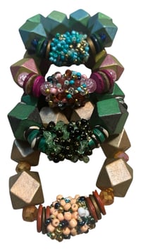 Image 6 of Handmade Chunky Beaded Bracelet Blue/Green