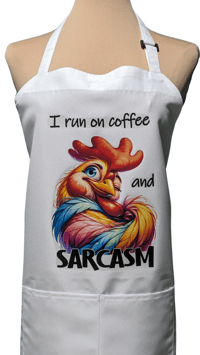 Image 2 of I Run on Coffee and Sarcasm Apron (white)