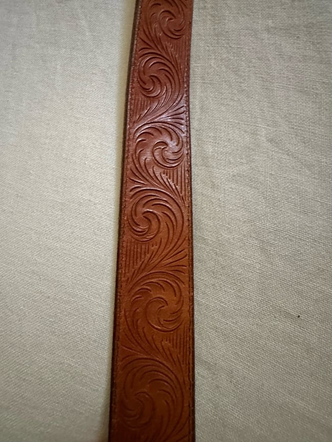 70s sterling silver leather Douglas Madnus Santa Fe belt ranger set