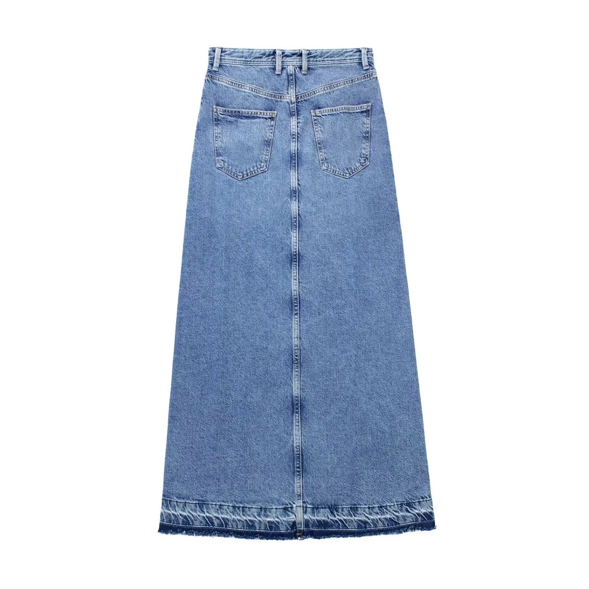 Image of 'Long Split Denim Skirt'
