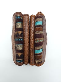 Image 9 of Syrian Leather Clutch Bags Blue Stripes