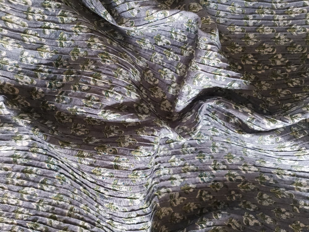 Image of Namasté fabric tissu surpiqué plissé bleu 