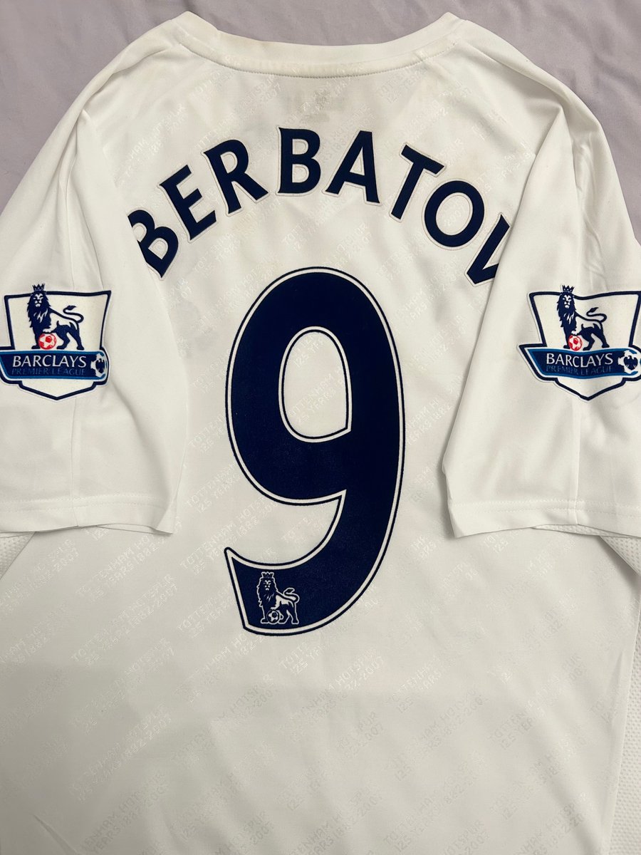 Image of Tottenham Hotspur “BERBATOV 9” 2007/08 125 YRS Home Shirt + PL patches (L)