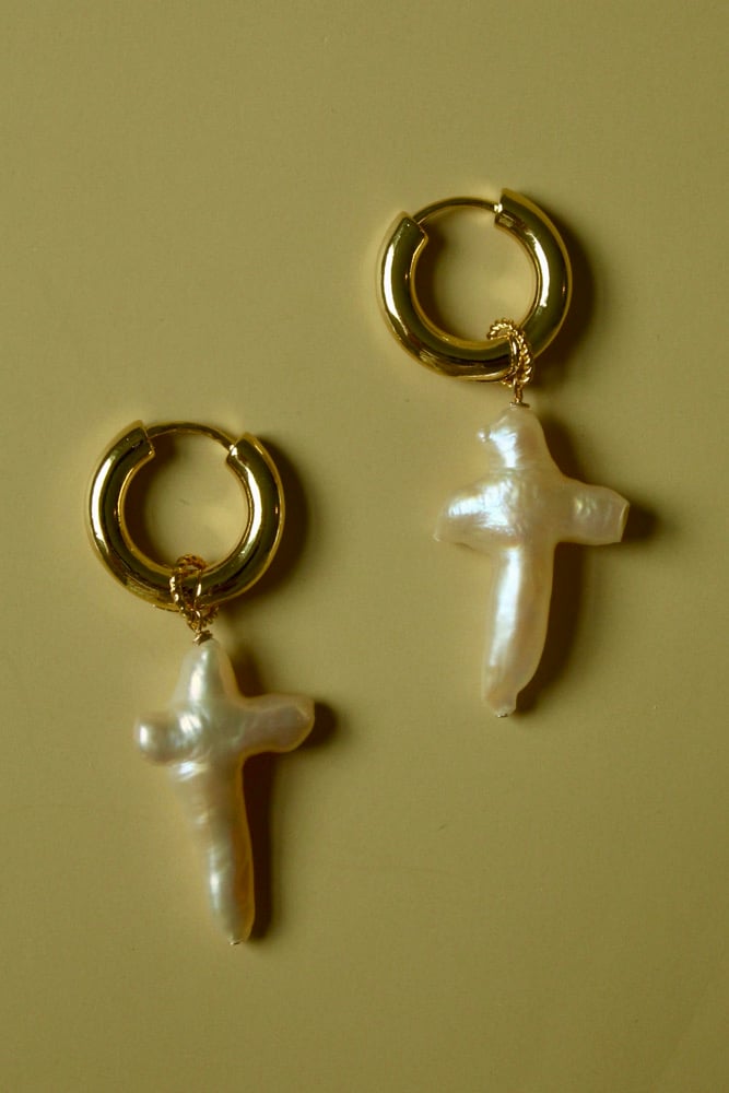 Image of Hoop cross earrings 