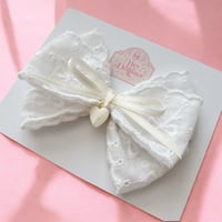 Image 1 of Spring Collection White Broderie heart Bow