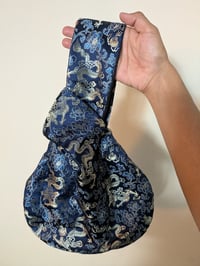 Image 3 of Chinese Dragon Blue Brocade Knot Bag