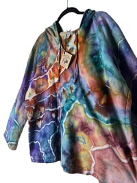 Image 6 of ♻️ UPCYCLED XXL Ladies Hoodie in Earthy Geode Ice Dye