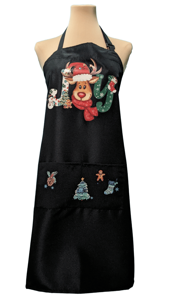 Image of Reindeer Joy Christmas Apron (black)