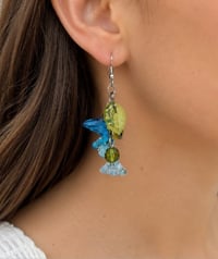 Image 5 of Glass Flower Earrings - Blue Ombre