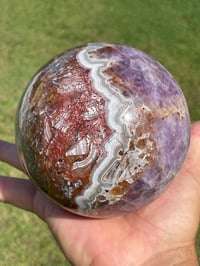 Image 3 of Amethyst With Mexican Lace Agate Sphere #651
