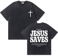 Image 1 of Vintage Christian Jesus Shirt (Jesus Saves X Cross Front)