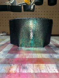 Image 1 of Aurora Metalic Stingray Leather Trifold w/ Pearl