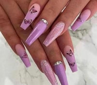 Image 2 of Nails - Long (Purple Butterfly)