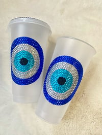 Image 1 of Rhinestoned Evil Eye Cold Cup