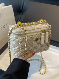 Image 3 of Tweed Crossbody Bag with Chain Strap