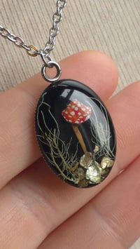 Image 2 of Mushroom fly agaric oval steel pendant 