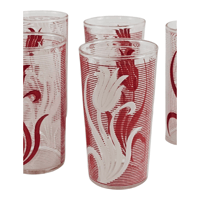 Image 4 of Hazel Atlas Textured Red And White Tulip 8 oz Glass