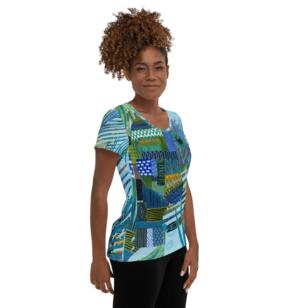 Image of Blue Jungle Elephant Damen Sport T-shirt 