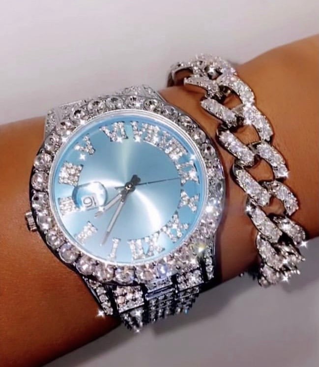 Eliyina Women's Diamond Bling Watch Gold/silver Diamond Studded Dial Quartz  Fashion Dress Watches - Etsy