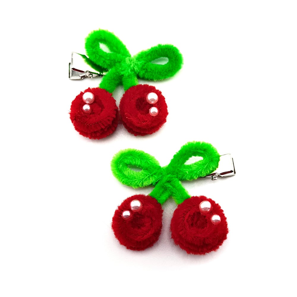 Image of Fuzzy Cherry Kiss Clips