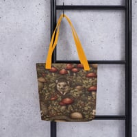 Image 2 of Boho Nature Cottagecore Inspired Hedgehogs Among Mushrooms Tote Bag