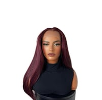 Image 4 of Bordeaux – Deep Wine Red Middle Part Wig