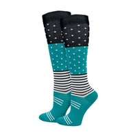 Image 1 of Teal Dots & Stripes Fashion Compression Sock 