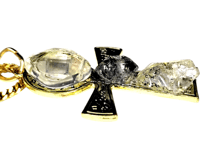 Image 1 of Clear quartz and Herkimer diamond Golden Ankh